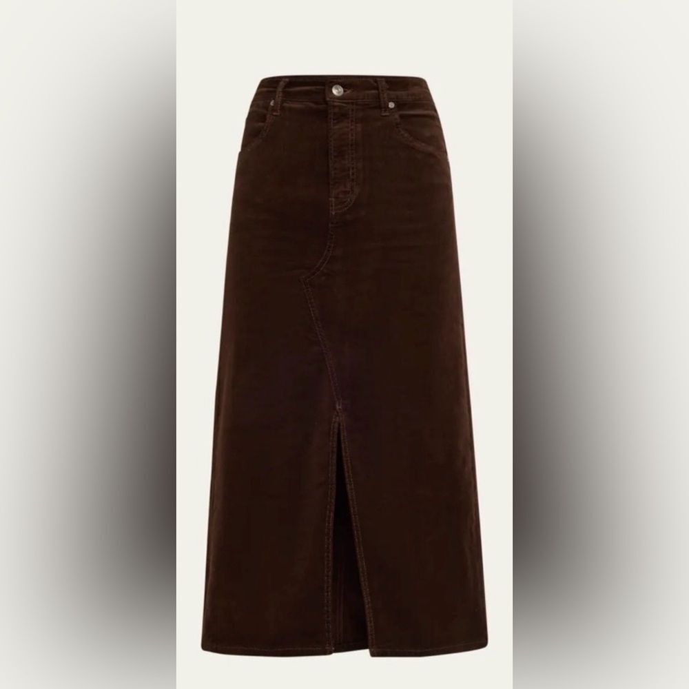 Frame Corduroy Midaxi Skirt in Espresso Brown 26 - Picture 3 of 8